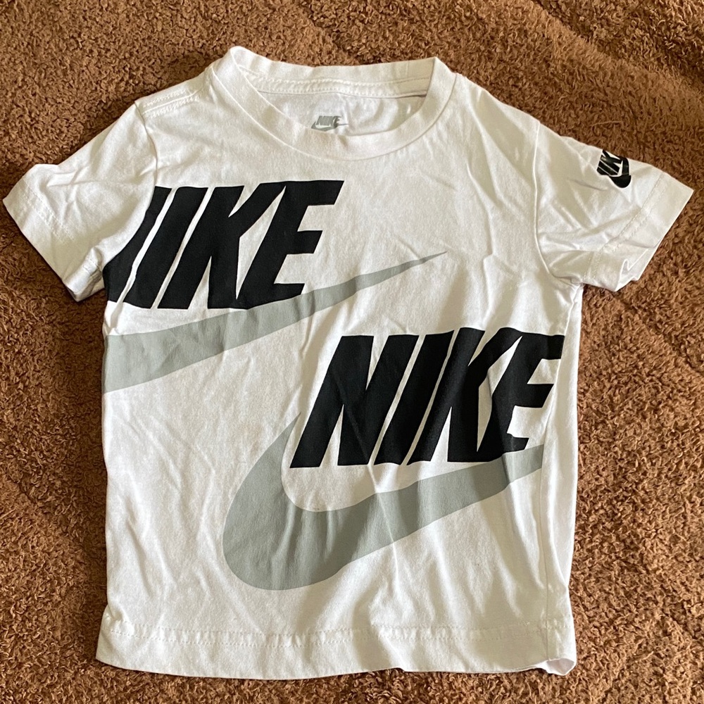 Nike White Tee with Black and Gray Logo